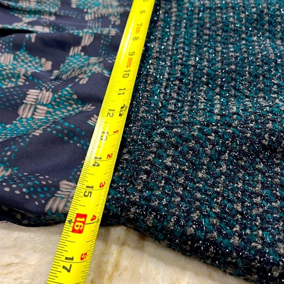 Talbots | Mixed Media Midi Sheath Dress | Green Navy Multi | Size‎ 10 - Picture 9 of 16